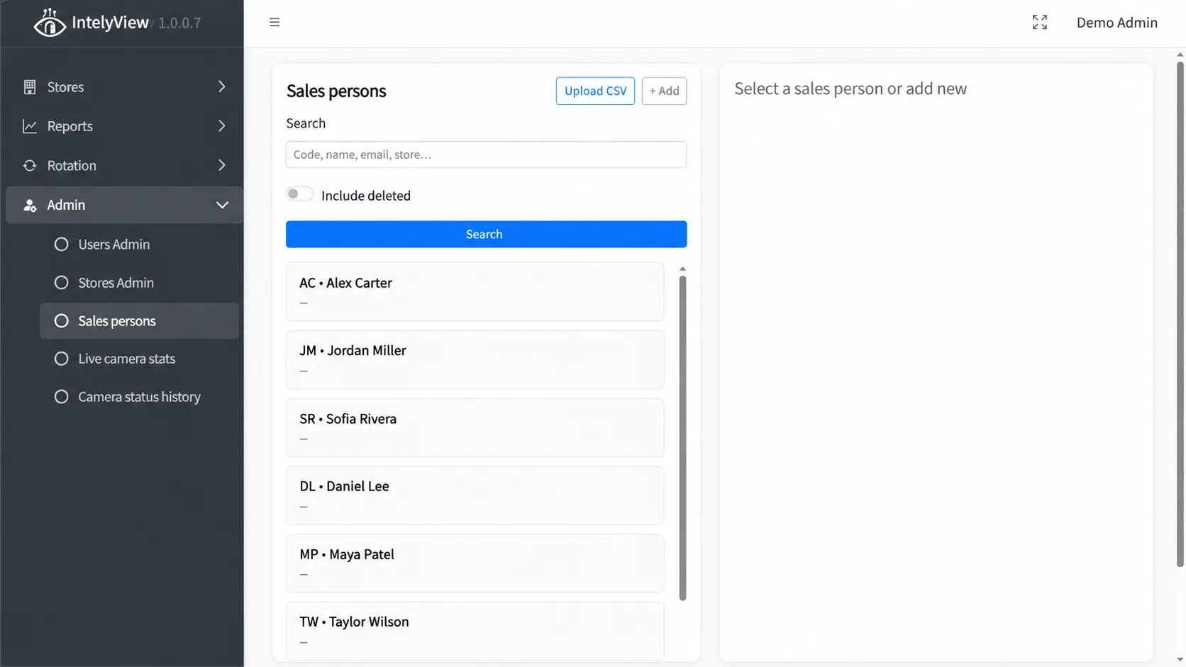 IntelyView stores and users administration