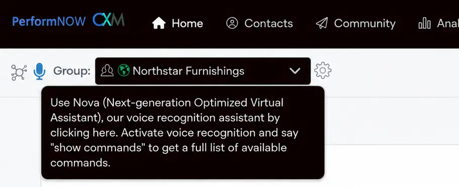 PerformNOW CXM NOVA voice assistant