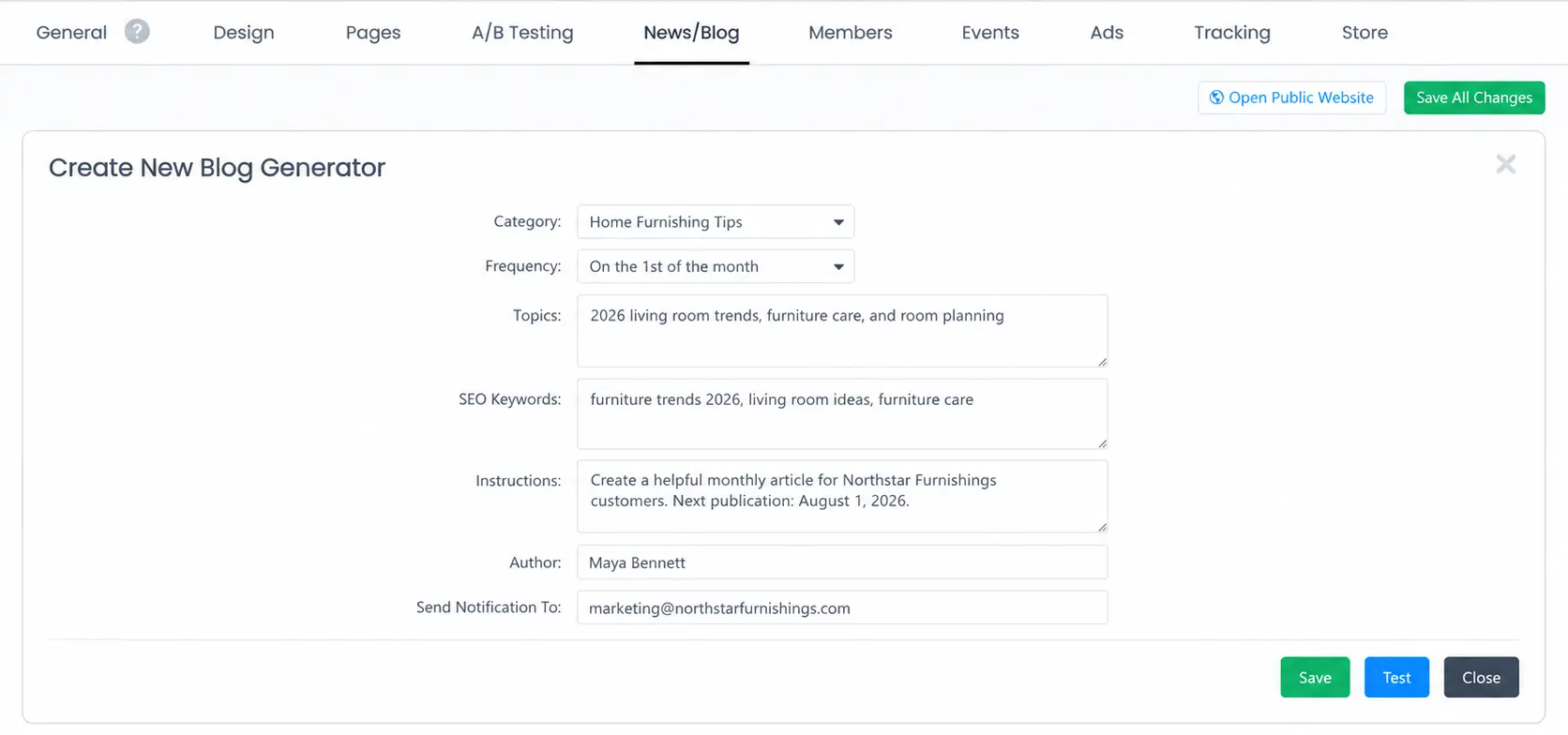 PerformNOW CXM AI blog generator