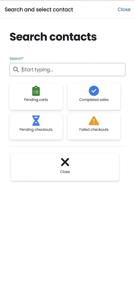 Contacts mobile interface in PerformNOW Salesperson Assistant