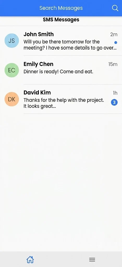 Text mobile interface in PerformNOW Salesperson Assistant