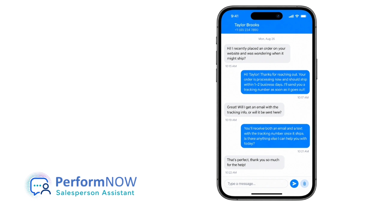 MobiChat conversation in Salesperson Assistant